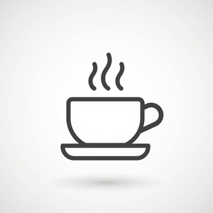 咖啡杯图标简单矢量咖啡图标。 矢量插图隔离在白色上。 剪影很简单。 标志型概念。 标识设计模板