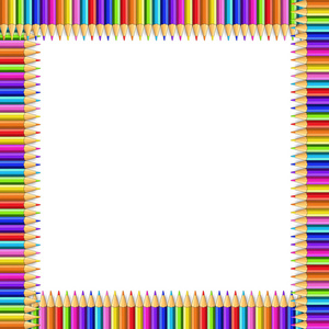 矢量多色方形框架，由彩色彩虹铅笔制成，孤立在白色背景上，文本有空的复制空间。