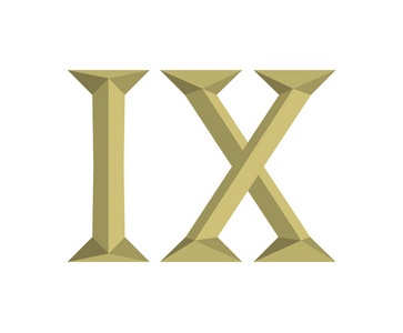 罗马数字9,字母9,字母标志,标志,标志性设计插图,日历号码或任何计数