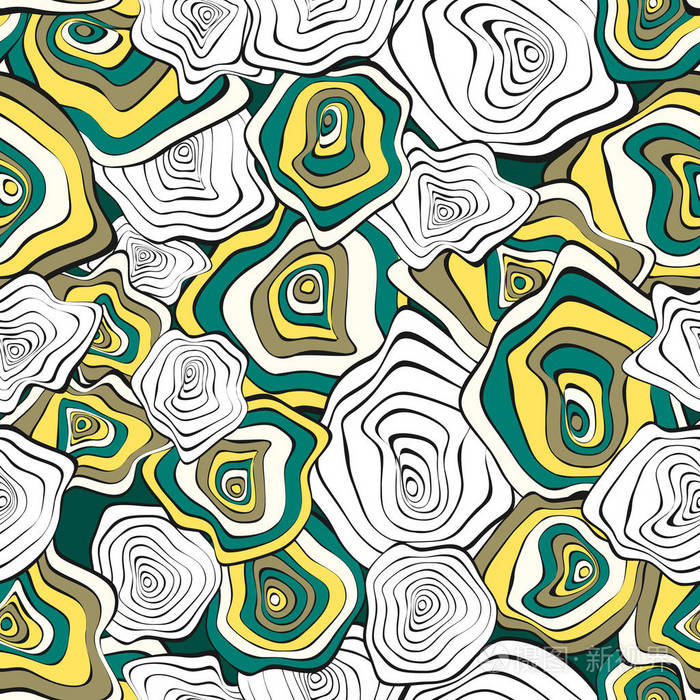 抽象的民族风格无缝背景.带有变形圆的矢量迷幻图案.