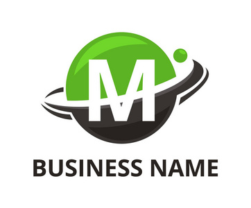 标志图形设计与现代清洁风格的保护或安全公司与初始类型字母m在上面