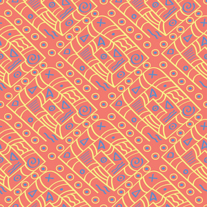 几何彩色无缝背景。 壁纸纺织品和织物橙色背景的明亮元素
