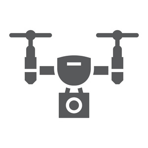 无人机标志符号, 电子和设备, quadcopter 符号, 矢量图形, 在白色