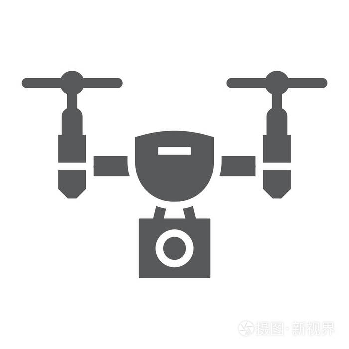 无人机标志符号, 电子和设备, quadcopter 符号, 矢量图形, 在白色