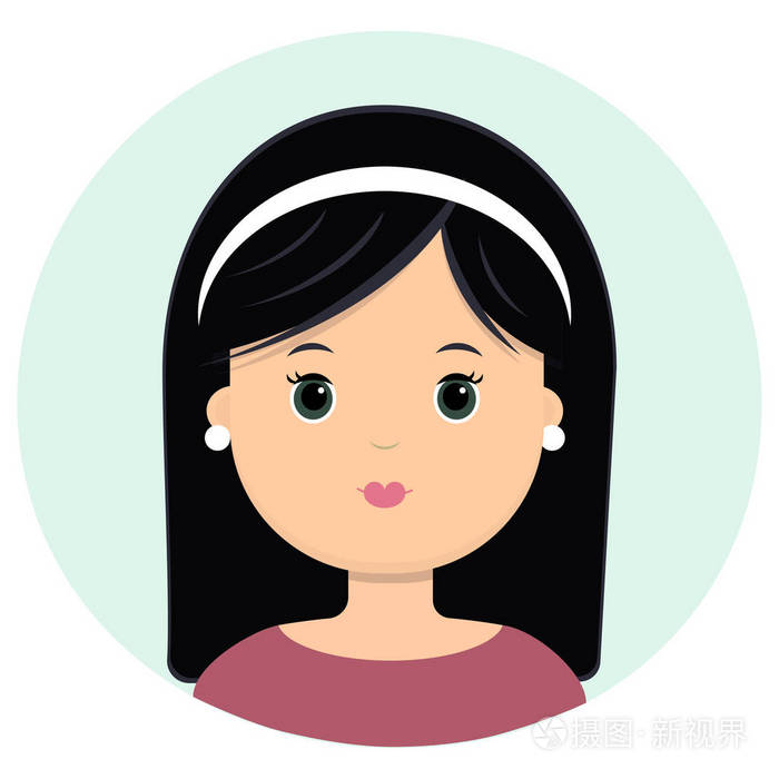 现代时尚发型肖像沙龙矢量图标孤立在白色背景上. 平的风格.