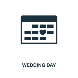 婚礼日创意图标。简单的元素插图。婚礼日概念符号设计从蜜月收藏。非常适合网页设计应用程序软件打印