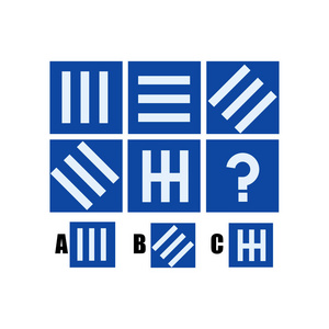智商测试。 选择正确的答案。 儿童逻辑任务教育游戏。 逻辑智商的发展。 任务游戏下一个矢量插图是什么