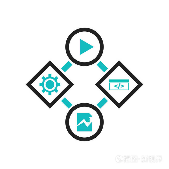 数据流程图图标矢量隔离白色背景为您的网页和移动应用程序设计数据