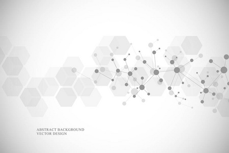 分子结构背景和通讯。 从分子DNA中提取背景。 带有连接线和点的医学科学和数字技术概念