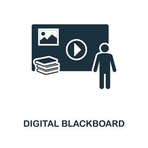 数字黑板图标。单色风格图标设计从学校的图标集合。Ui。数字黑板图标的插图。可在网页设计应用程序软件打印中使用
