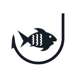 捕鱼图标矢量隔离白色背景为您的网页和移动应用程序设计捕鱼标志概念