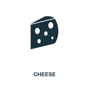 奶酪图标。单色风格的图标设计从膳食图标集合。Ui。奶酪图标的插图。在白色查出的象形文字。可在网页设计应用程序软件打印中使用