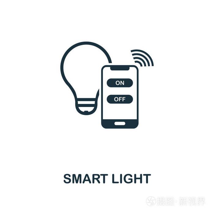威尔智能光图标的插图.在白色查出的象形文字.