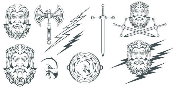 幻想斧头线稿图片