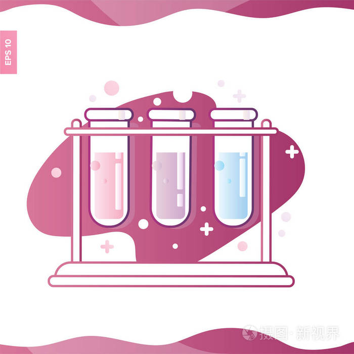 矢量彩色插图隔离在白色的化学试管测试图标 科学技术.
