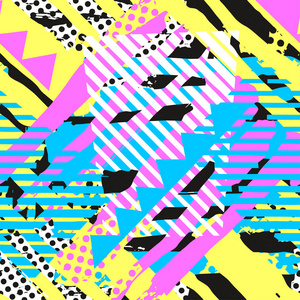 时尚潮流彩绘风格纹理海报与不同的涂鸦元素.