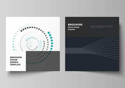 两个正方形格式的可编辑布局的极小的向量例证包括设计模板以简单的几何背景由点, 圈子, 长方形为小册子, 传单, 杂志
