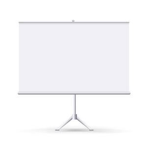 矢量逼真的空白白板在白色干净的背景上隔离。白色水平滚动横幅为介绍, 企业培训和简报。矢量样机