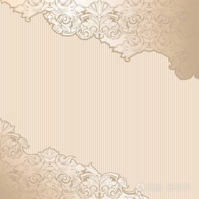 金色复古背景皇家与经典巴洛克模式洛可可与黑暗的边缘背景(卡邀请