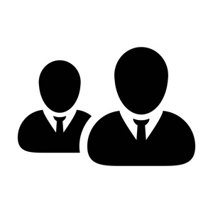 商务人员图标矢量男性群体符号化身为商务管理团队平面彩色象形文字插图