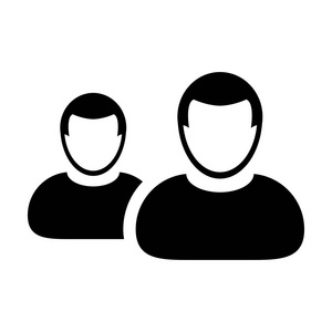 人力资源图标矢量男性群体符号化身为企业管理团队平面彩色象形文字插图