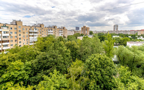 莫斯科的街道和住宅建筑，从全景的高度看