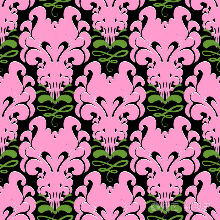 花卉美丽的俄罗斯风格优雅矢量无缝图案观赏复古五颜六色的背景粉红色