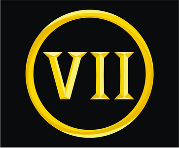 罗马数字7,字母7,字母标志,标志,标志性设计插图,日历号码或任何分数