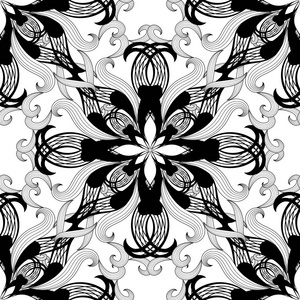 错综复杂的抽象观赏背景.反复的老式手绘派斯利花,叶子.