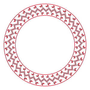 传统的圆形刺绣。为您设计的民族圆形几何刺绣图案矢量插图