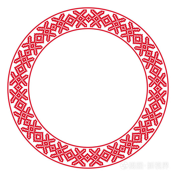 传统的圆形刺绣为您设计的民族圆形几何刺绣图案矢量插图