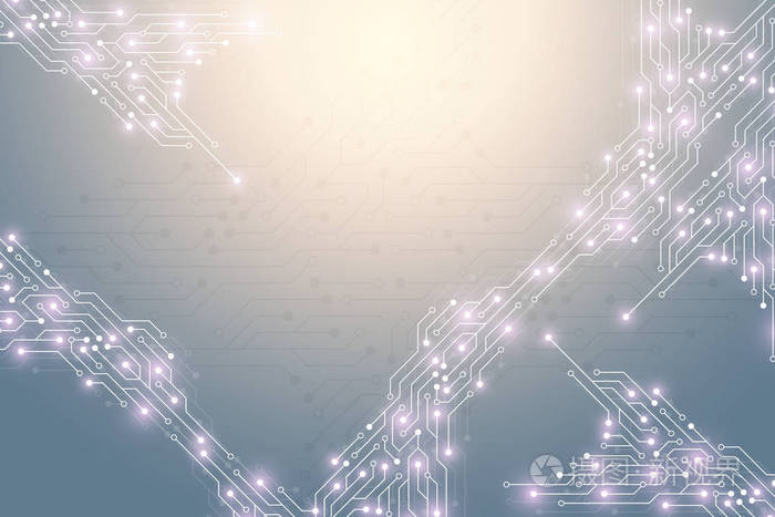 计算机主板矢量背景与电路板电子元器件.