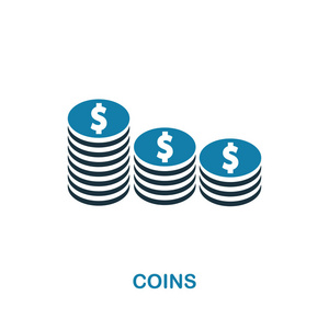 硬币 图标。简单的元素插图。硬币像素完美的图标设计从金钱收集。用于网页设计应用程序软件打印