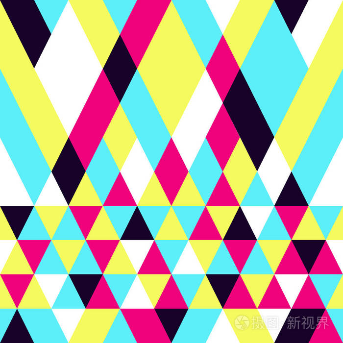 无缝的彩色抽象三角形图案. 几何形状的复古背景.