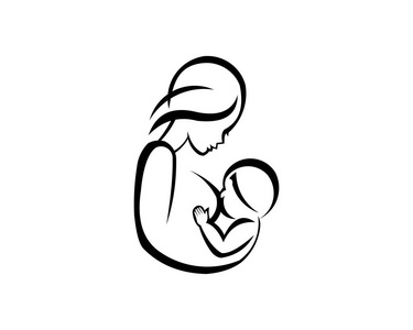 母亲抱着新生婴儿在妇女哺乳婴儿的象征.