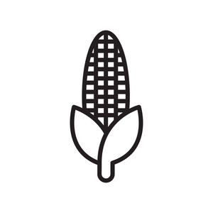 玉米图标矢量符号和符号被隔离在白色背景, 玉米标志概念, 轮廓符号, 线性符号, 轮廓符号, 线性符号