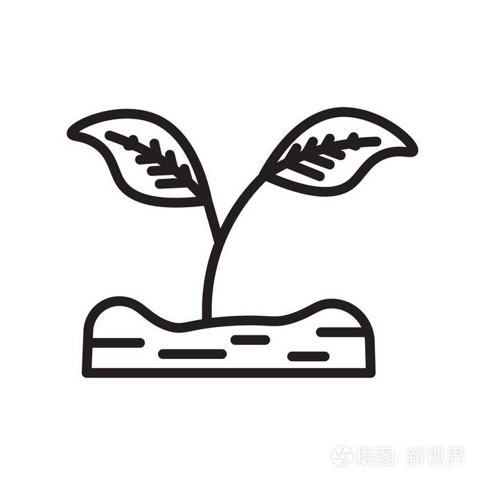 插画 萌芽图标矢量符号和符号在白色背景下分离, 萌芽标志概念, 轮廓