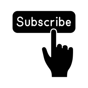 订阅按钮单击字形图标. 剪影符号. 订阅. 社交媒体应用程序.