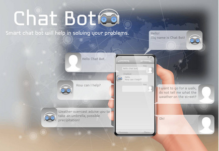 在线智能 chatbot 矢量概念背景