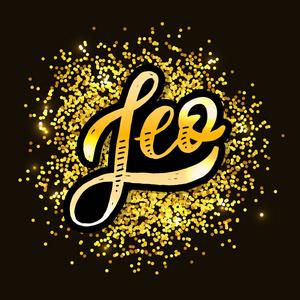 leo字母书法毛笔文字占星术星座插图照片
