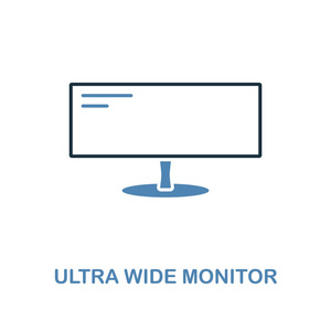超宽监视器图标有两种颜色。简单元素符号。超宽显示器图标设计从计算机收集。非常适合网页设计应用程序软件打印