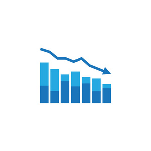箭头减少图标。 美元货币下跌的象征。 经济拉伸上升下降。 商业损失危机减少。 降低成本破产图标。 矢量图。