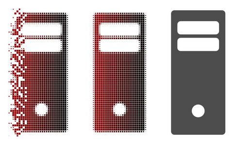 损坏的虚线半色调计算机主机图标