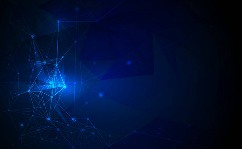 深蓝色背景下矢量设计网络通信技术. 未来数字科学技术概念照片