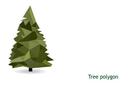 一棵树多边形用白色背景几何形状和三角形形状的低聚建模森林隔离，节约绿色地球行星概念矢量艺术和插图。