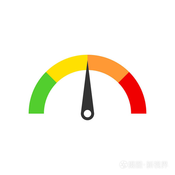 仪表仪表板图标的平面风格白色孤立背景下的信用评分指标水平矢量插图
