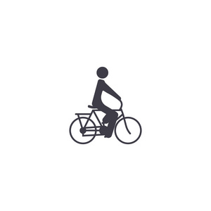 男性剪影骑自行车简单图标