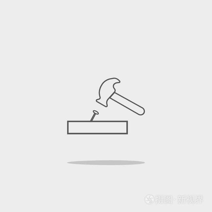 锤子敲击钉子平面图标矢量图插画-正版商用图片12ihu6-摄图新视界