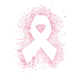 乳腺癌意识月为幸存者妇女和健康支持的说明。 粉红色丝带形状由几何轮廓图标在孤立的背景。 eps10载体。