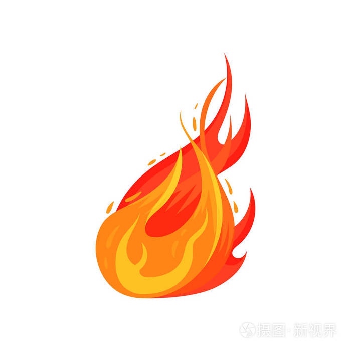 明亮火热火焰的卡通图标.炽热的红橙火.危险的象征.